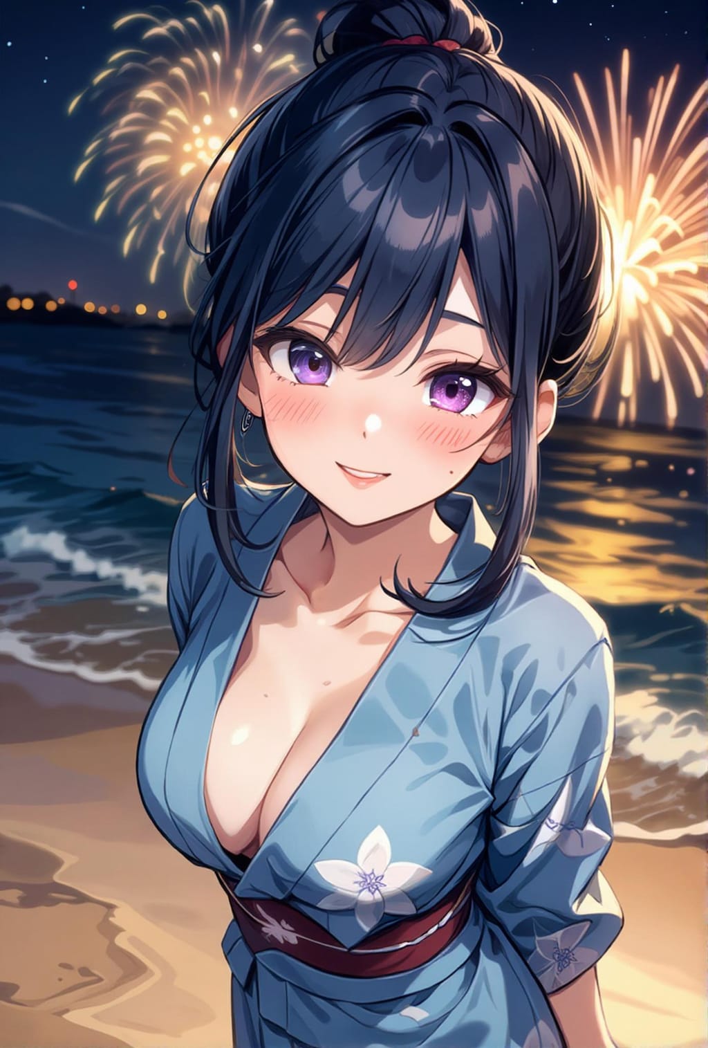 浴衣と花火