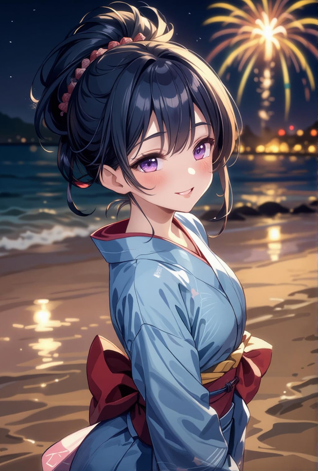 浴衣と花火