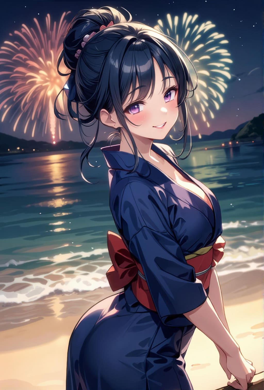 浴衣と花火