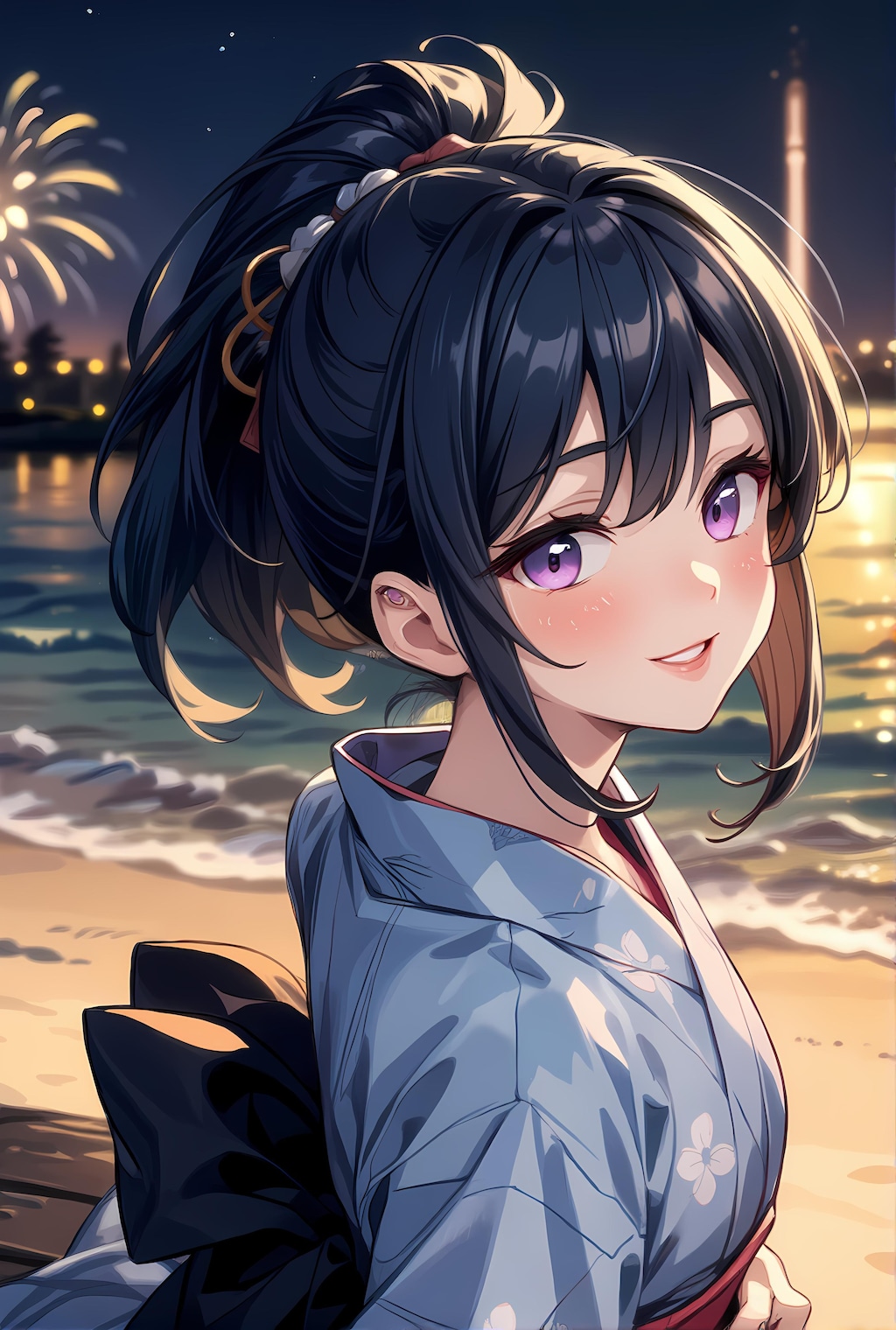 浴衣と花火