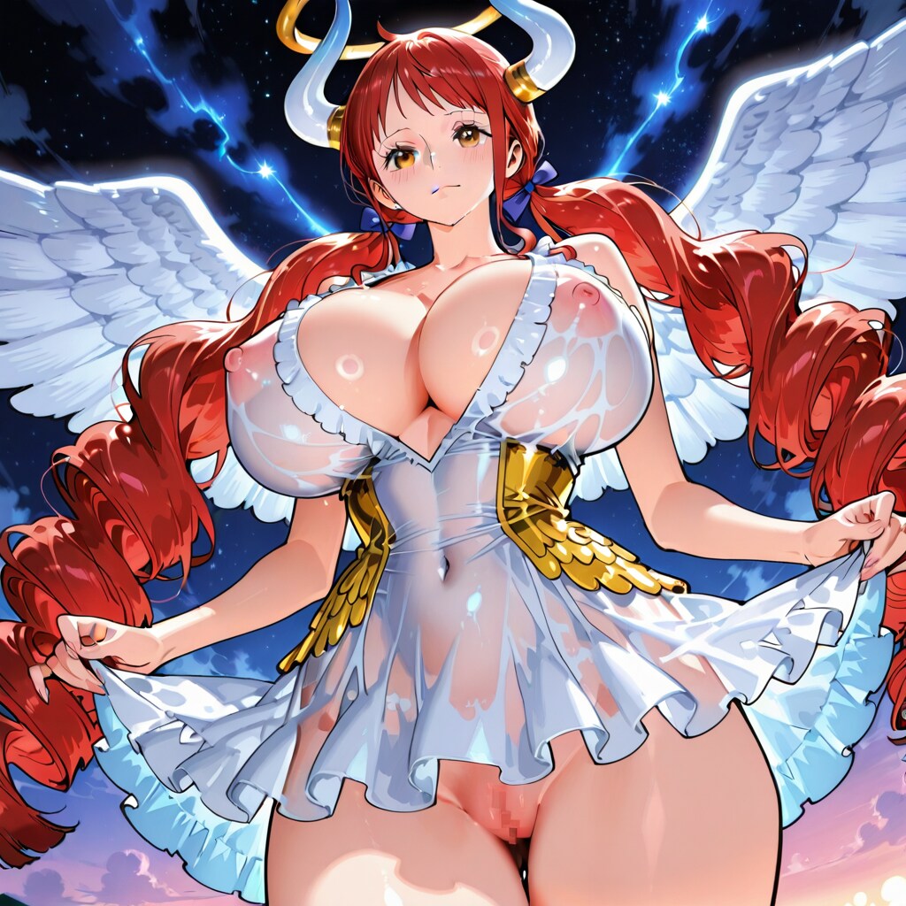 赤髪ツインテール爆乳ワンピース天使