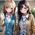 カーディガンの仲良し女子高生 2枚目