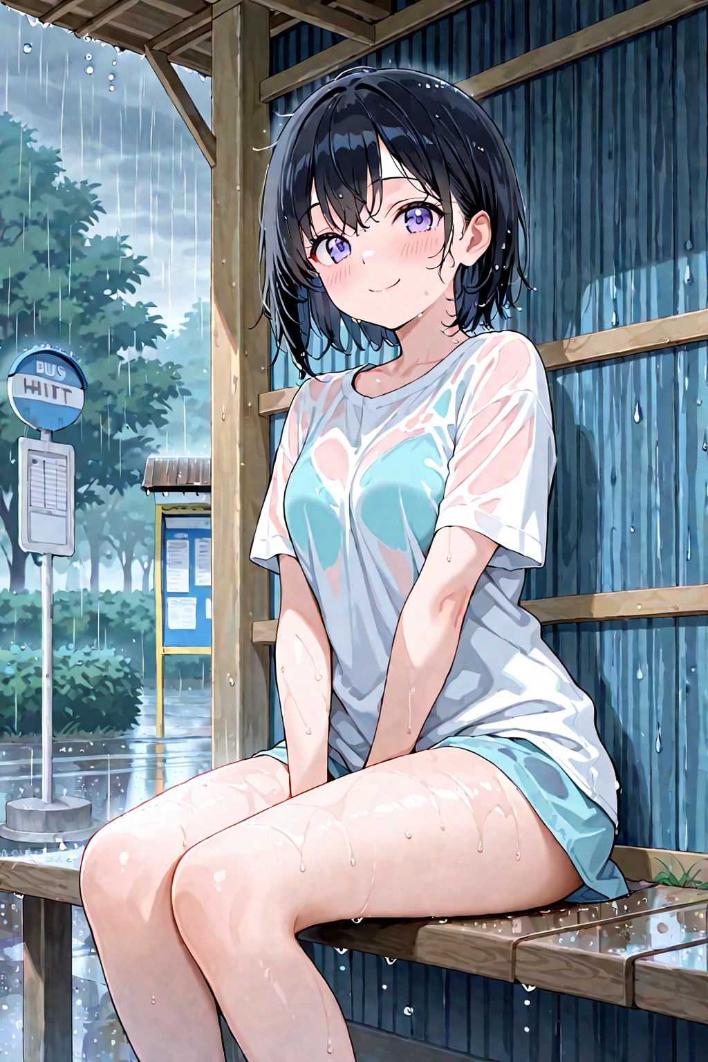 ずぶ濡れになっちゃったね💦(LILY)(2) | の人気AIイラスト・グラビア