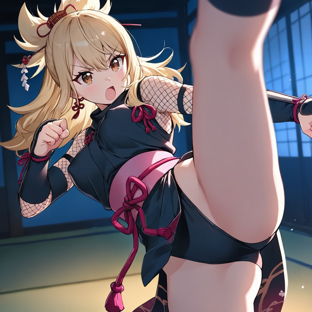 ある日突然、くノ一になって追手にハイキックをかます推し活ちゃん