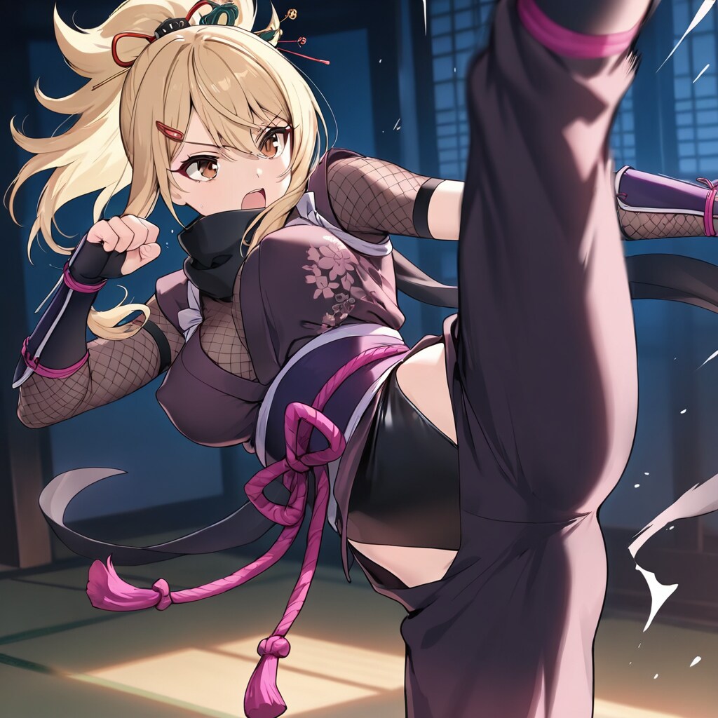 ある日突然、くノ一になって追手にハイキックをかます推し活ちゃん