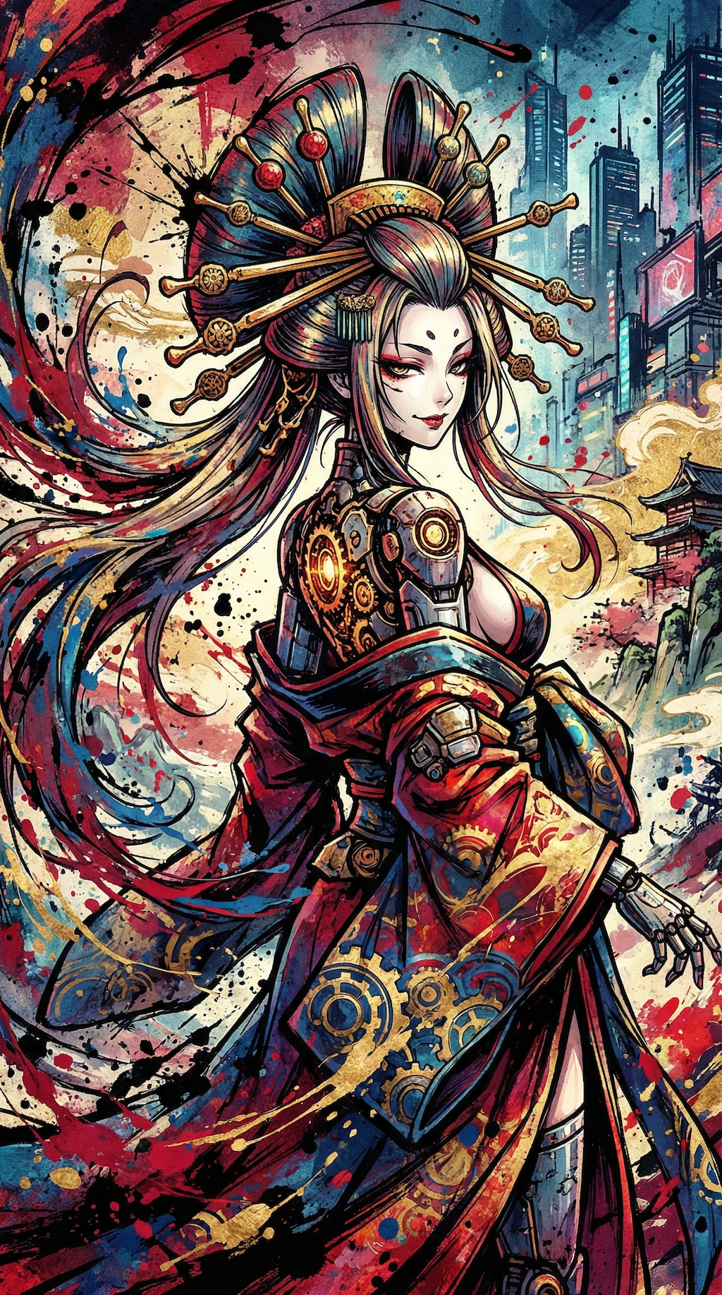 和イバーパンク #03 (花魁)