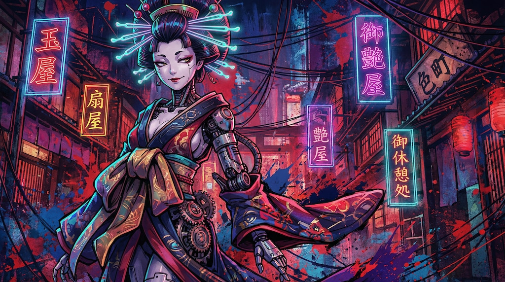 和イバーパンク #03 (花魁)