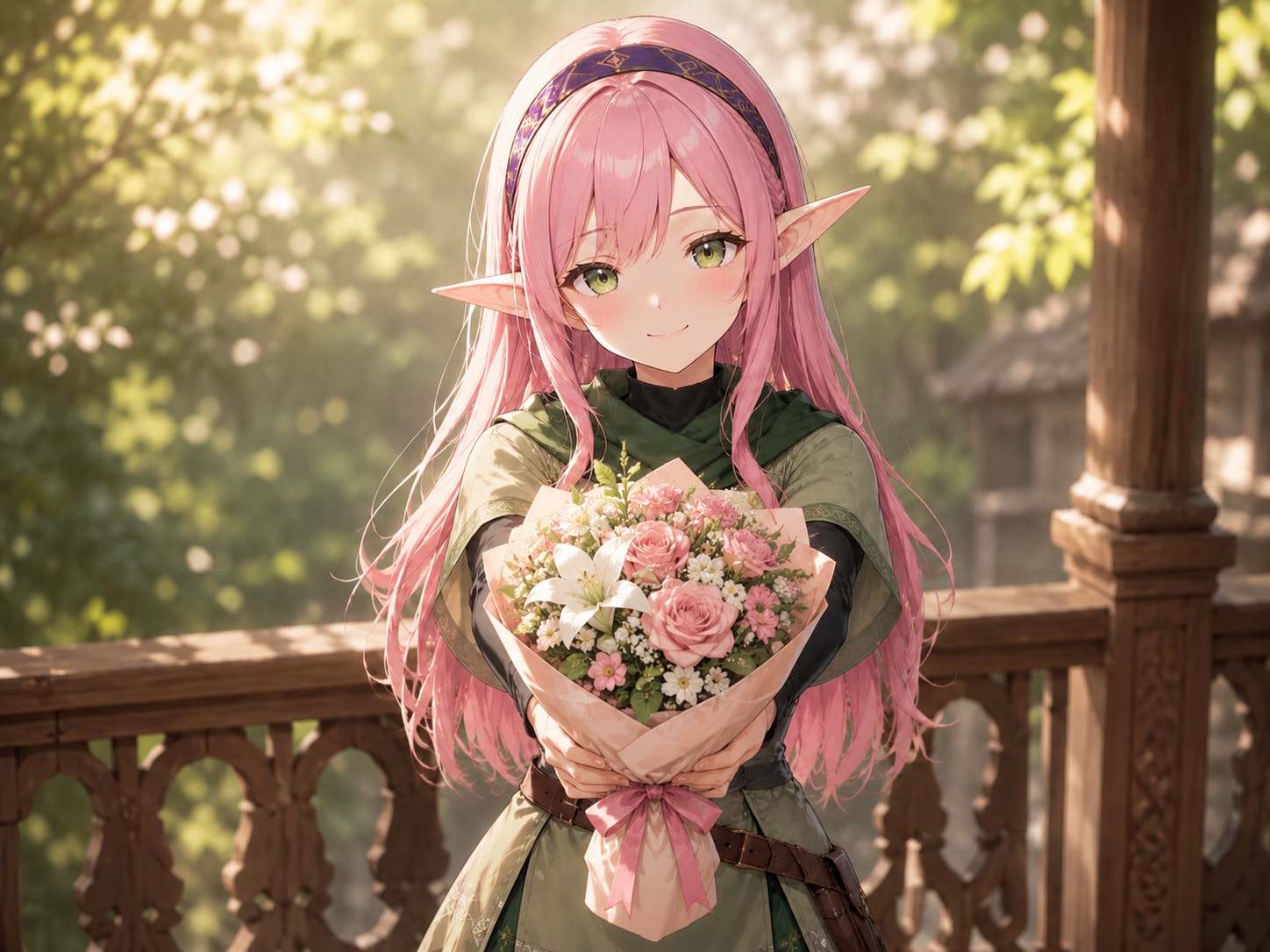 風と花を抱くエルフちゃん | の人気AIイラスト・グラビア