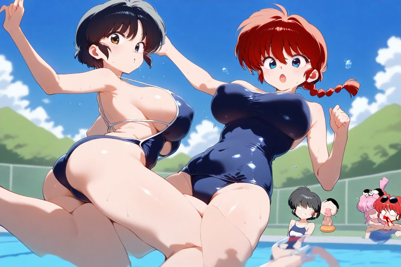 あかねさん、水着が破れてる？