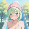 ニット帽の緑髪ちゃん 2枚目