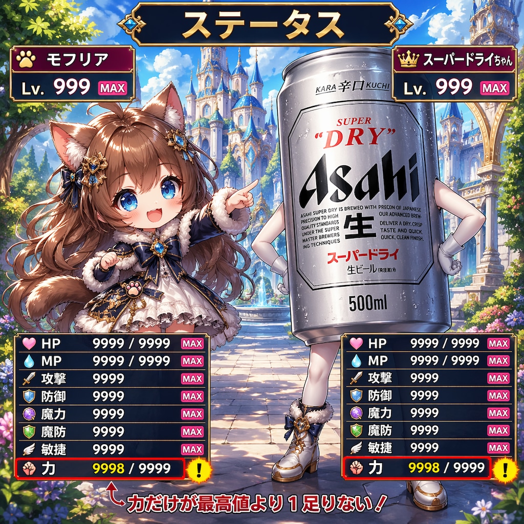 最強のビール缶と小さな女の子