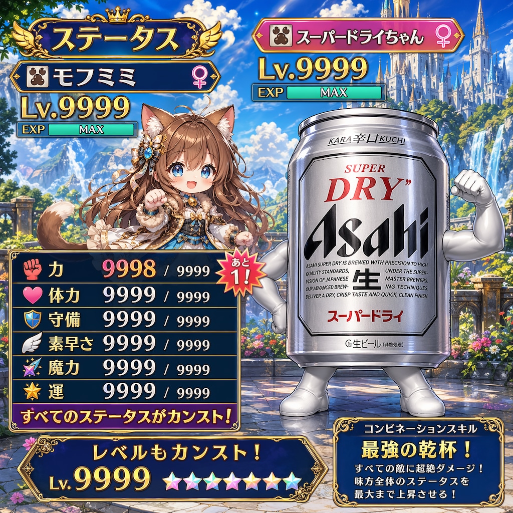 最強のビール缶と小さな女の子