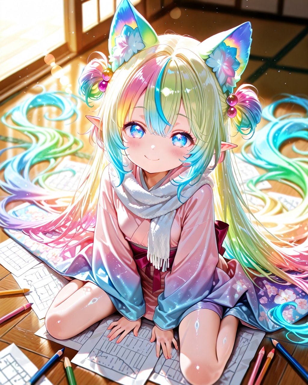 5枚) お絵描き中ケモ耳エルフさん | の人気AIイラスト・グラビア