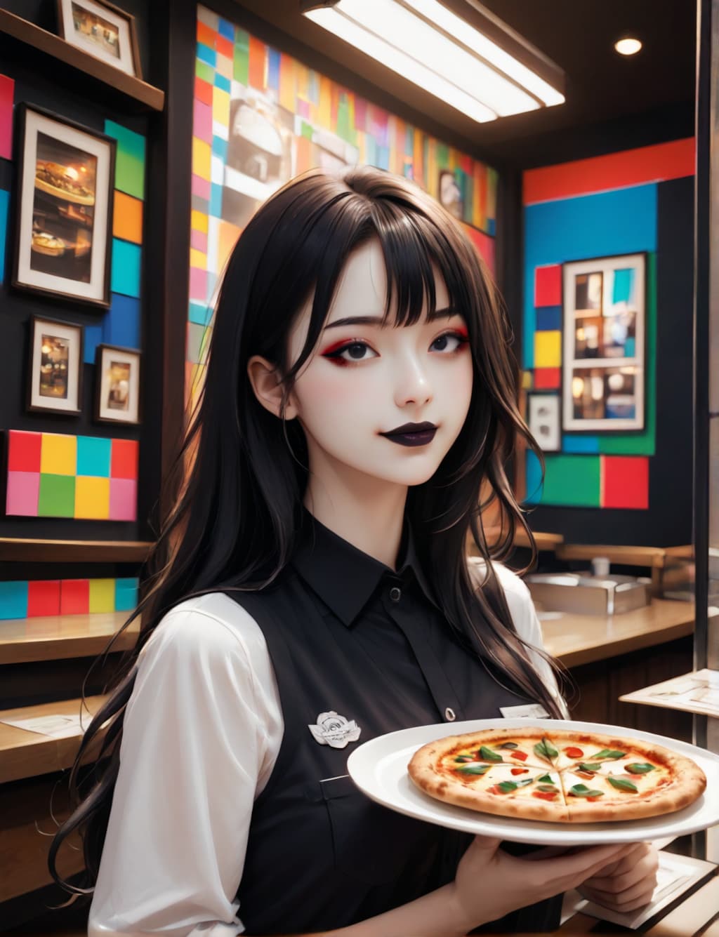 ゴスロリさん、ピザ屋で働く