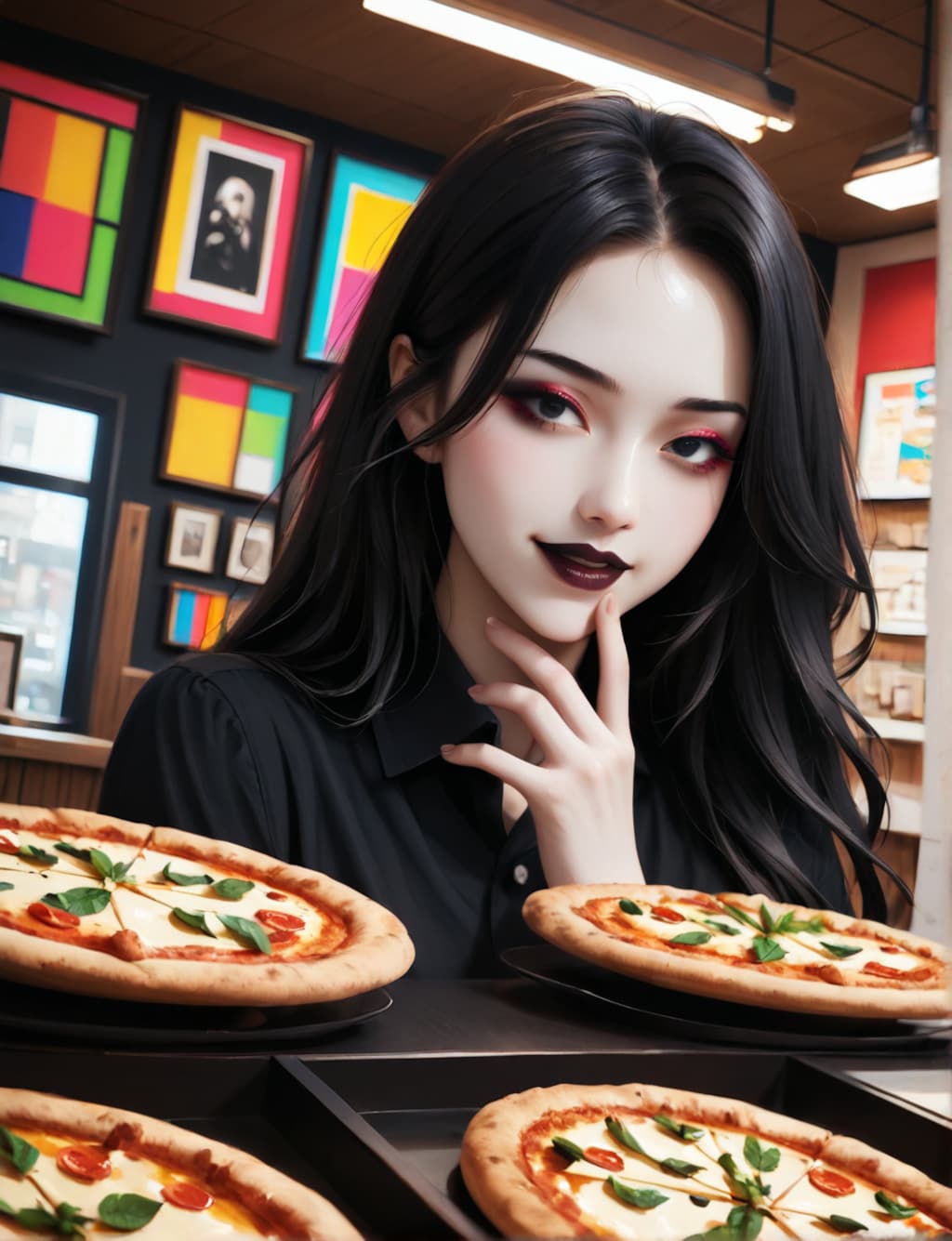 ゴスロリさん、ピザ屋で働く