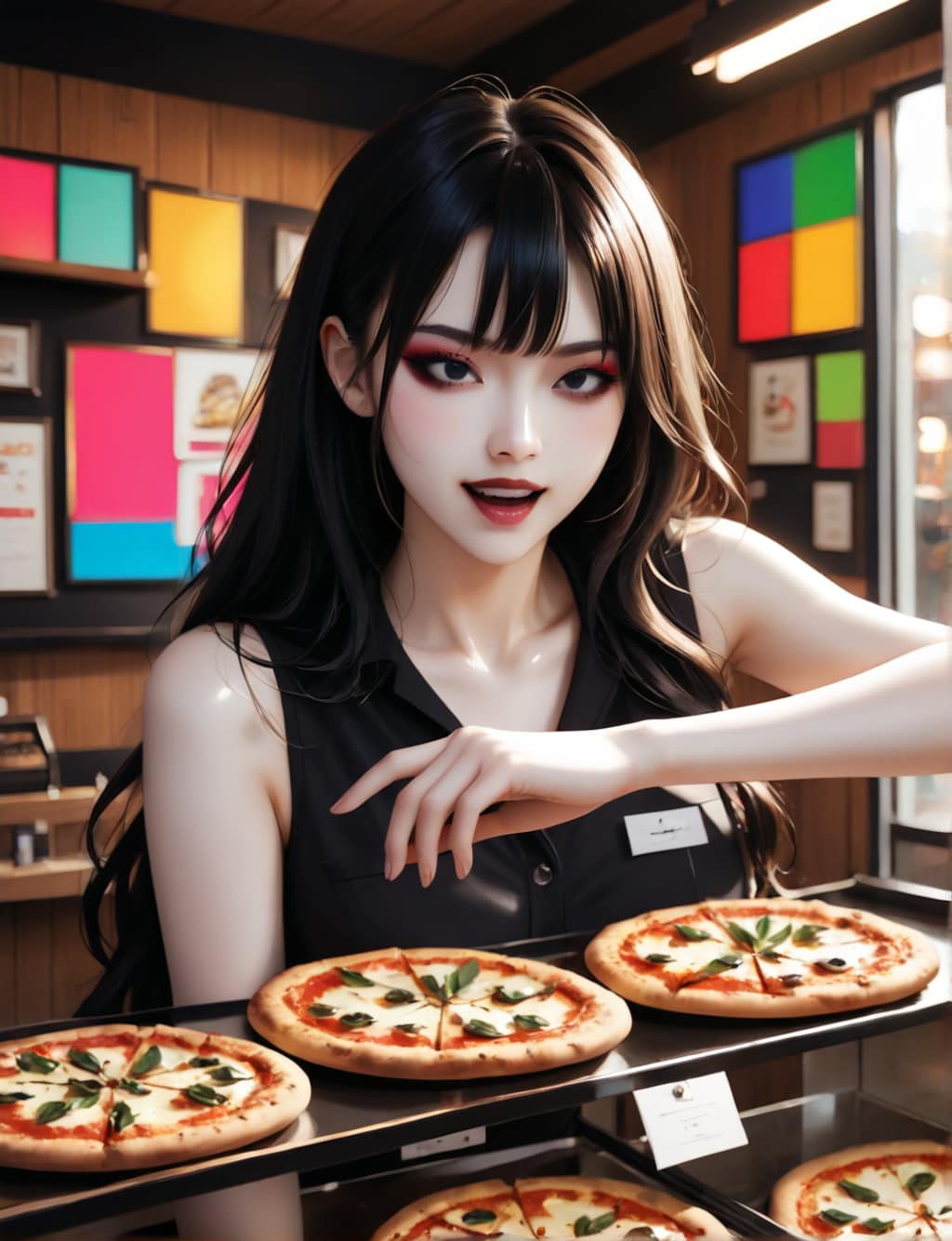 ゴスロリさん、ピザ屋で働く