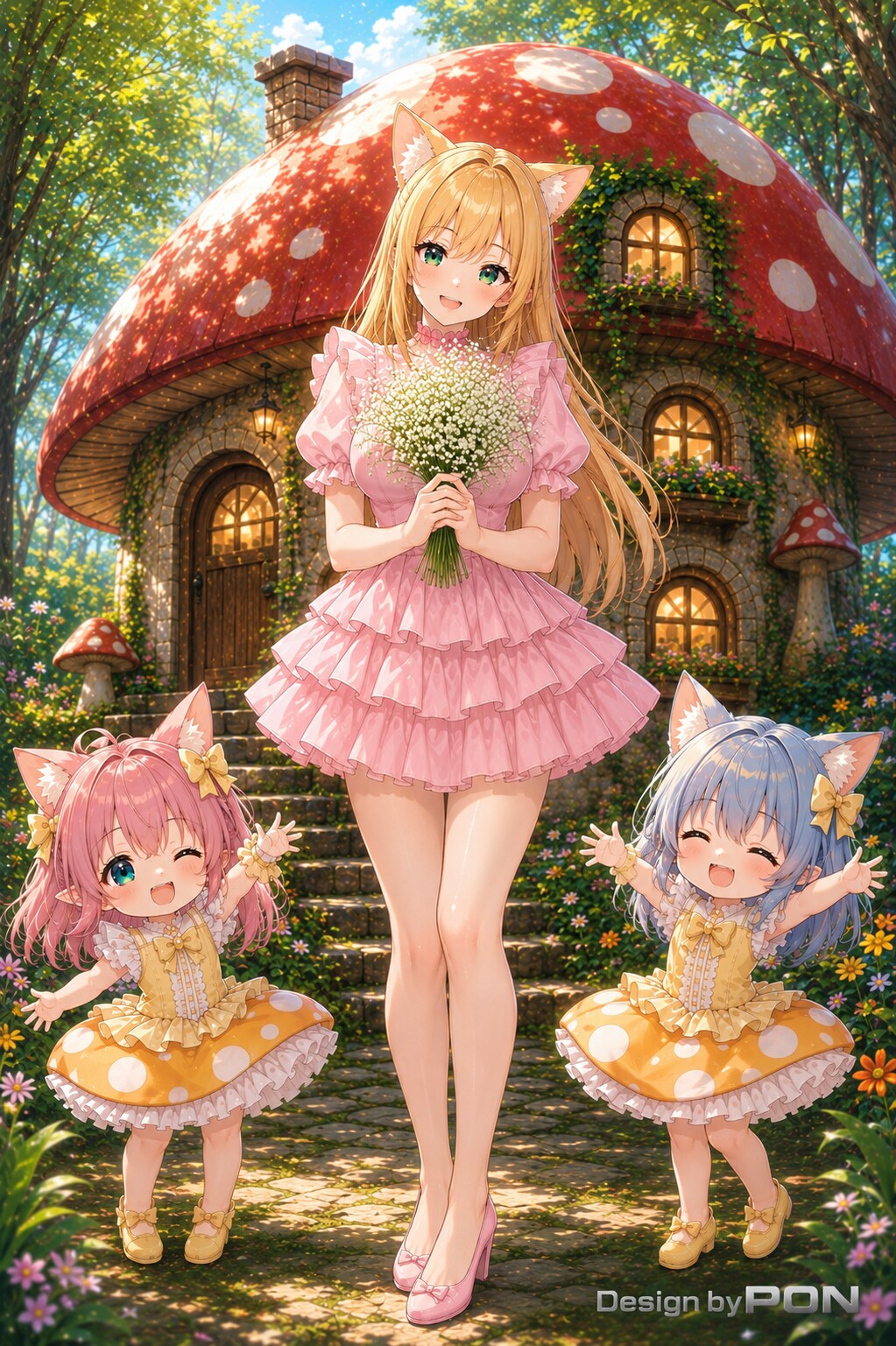 森に咲く、三つの笑顔 | の人気AIイラスト・グラビア