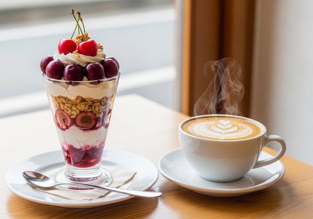 デザートのお化けパティシエ御手製さくらんぼパフェ