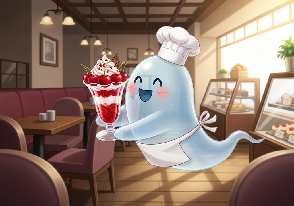 デザートのお化けパティシエ御手製さくらんぼパフェ