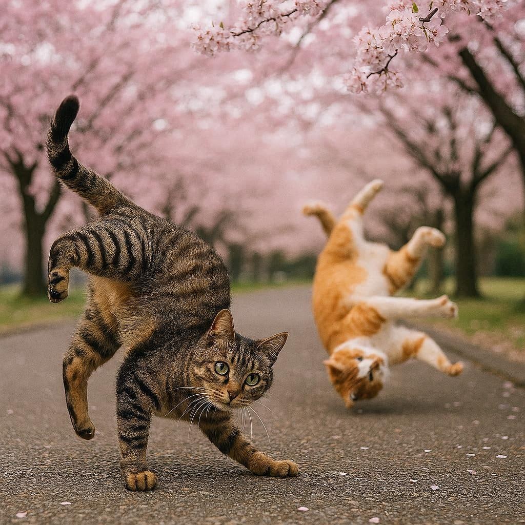 早咲きの桜と猫