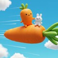 人參ジェットに乗る人參さんと兎さん 2枚目