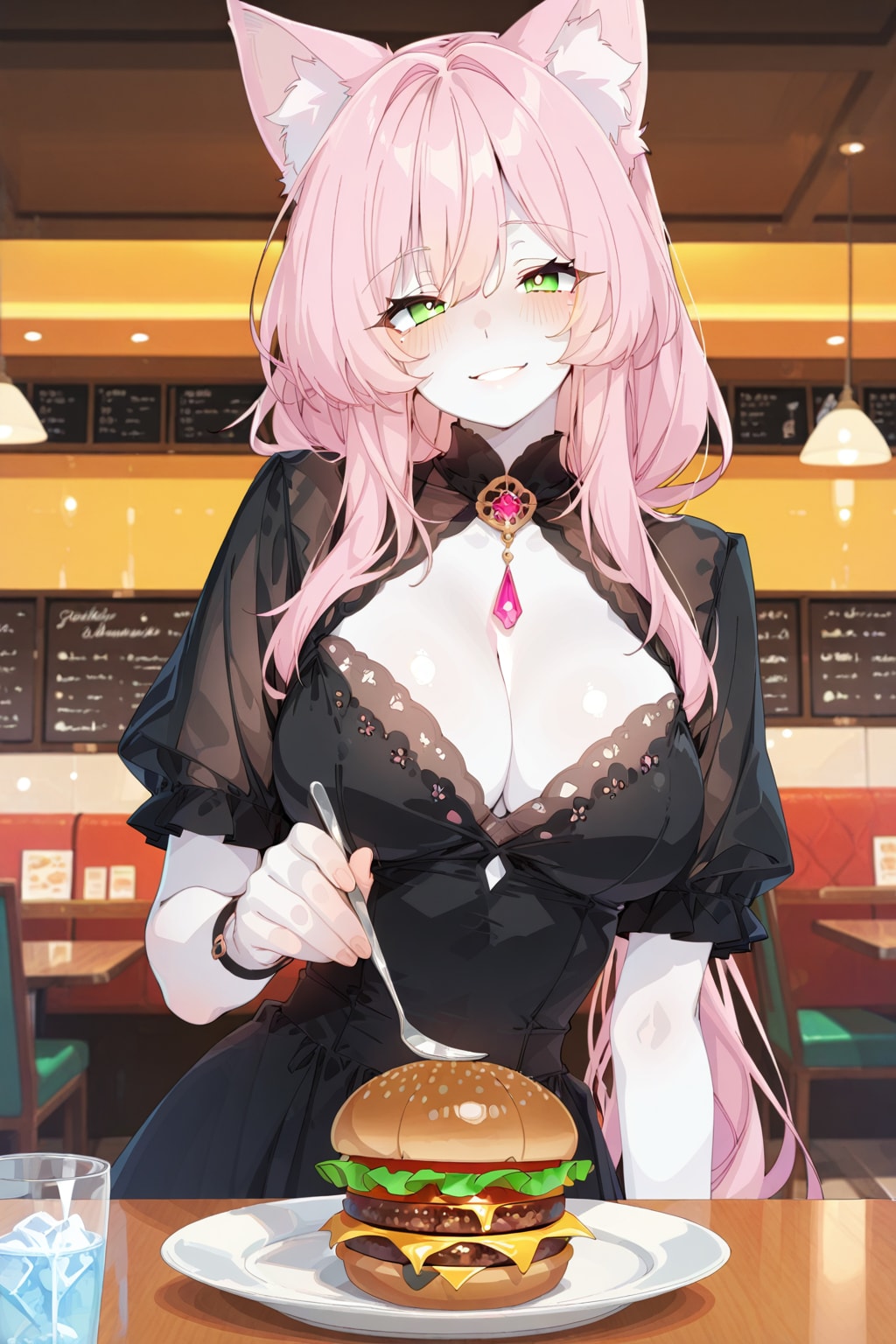 ハンバーガー食べる❓🐱🍔