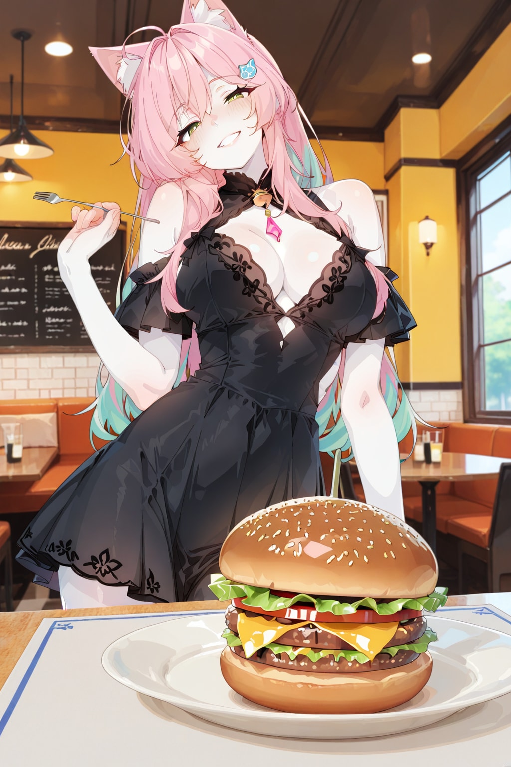 ハンバーガー食べる❓🐱🍔