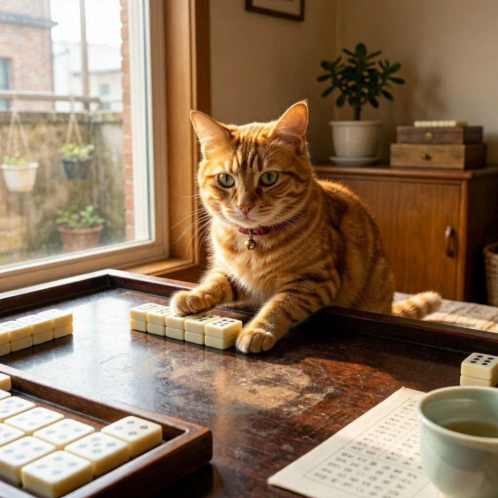 麻雀する猫