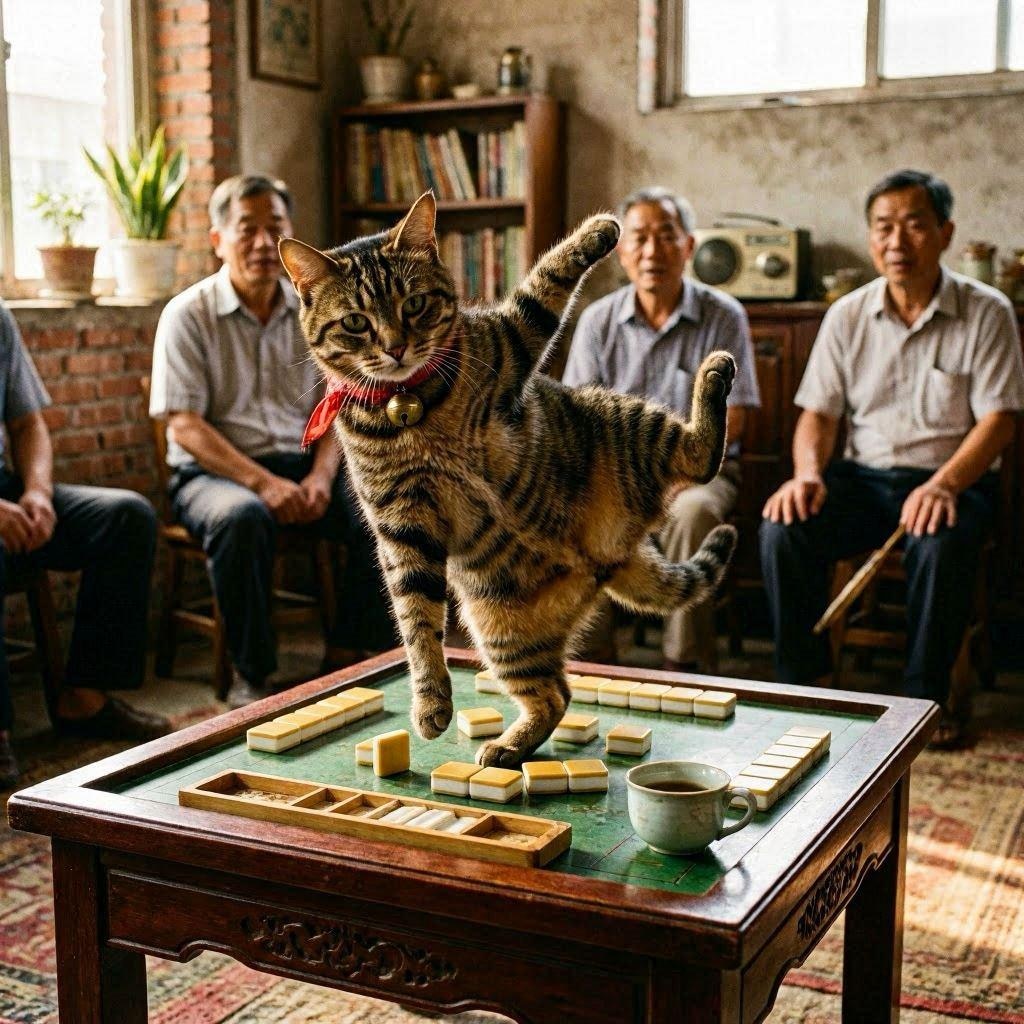 麻雀する猫