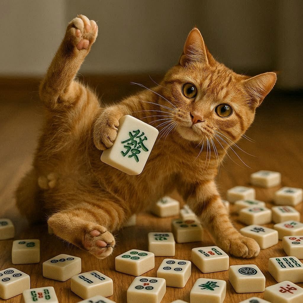 麻雀する猫