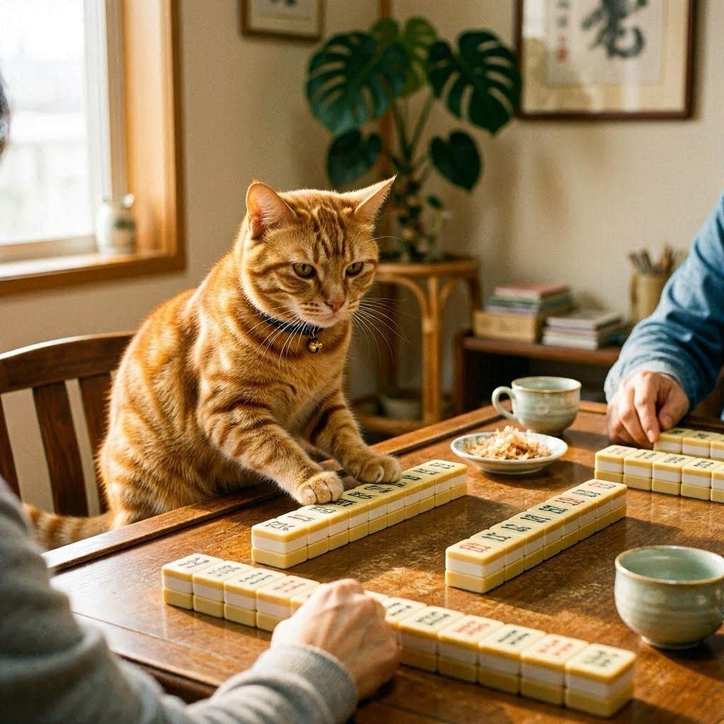 麻雀する猫