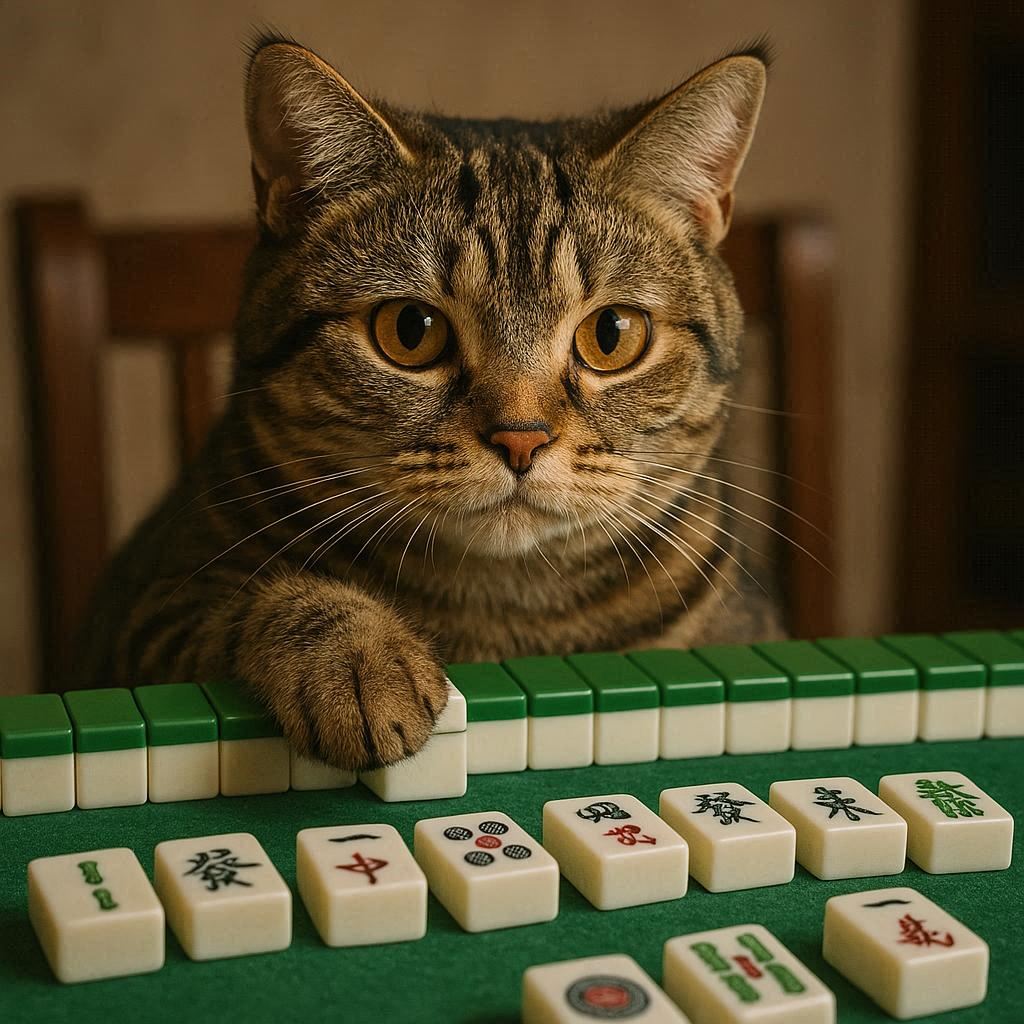 麻雀する猫