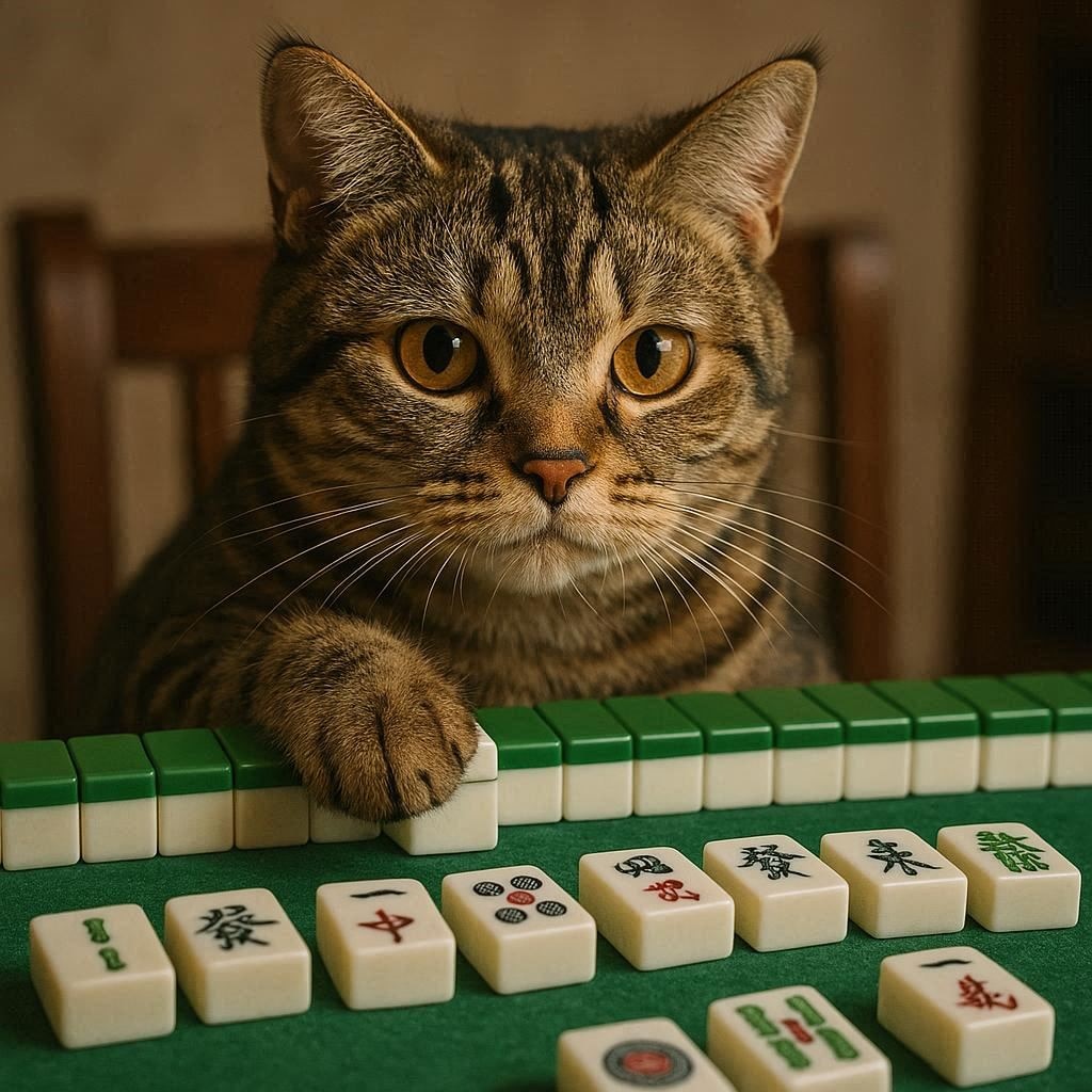 麻雀する猫