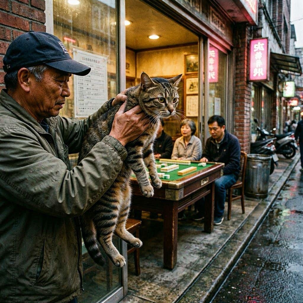 麻雀する猫
