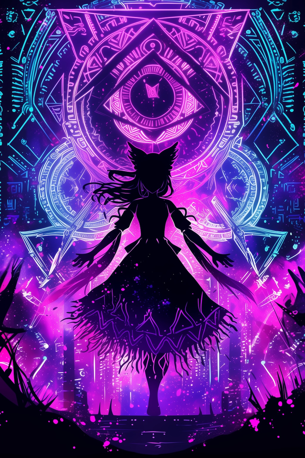 ネオンと幾何学模様