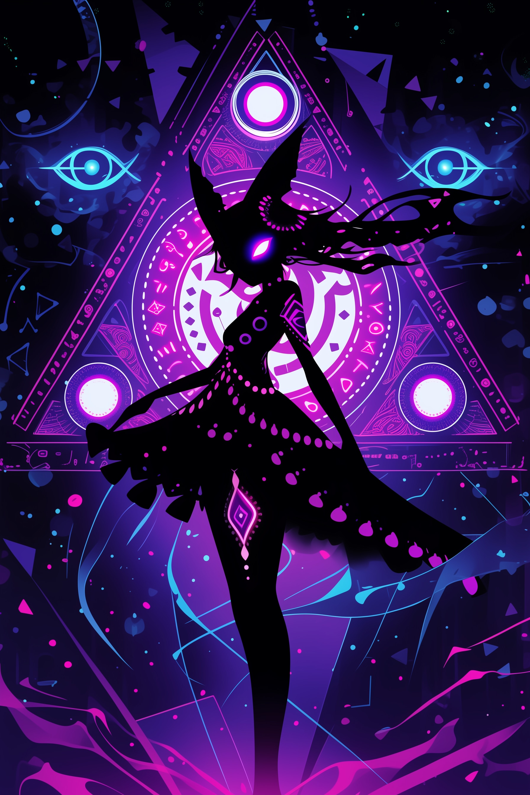 ネオンと幾何学模様 | の人気AIイラスト・グラビア