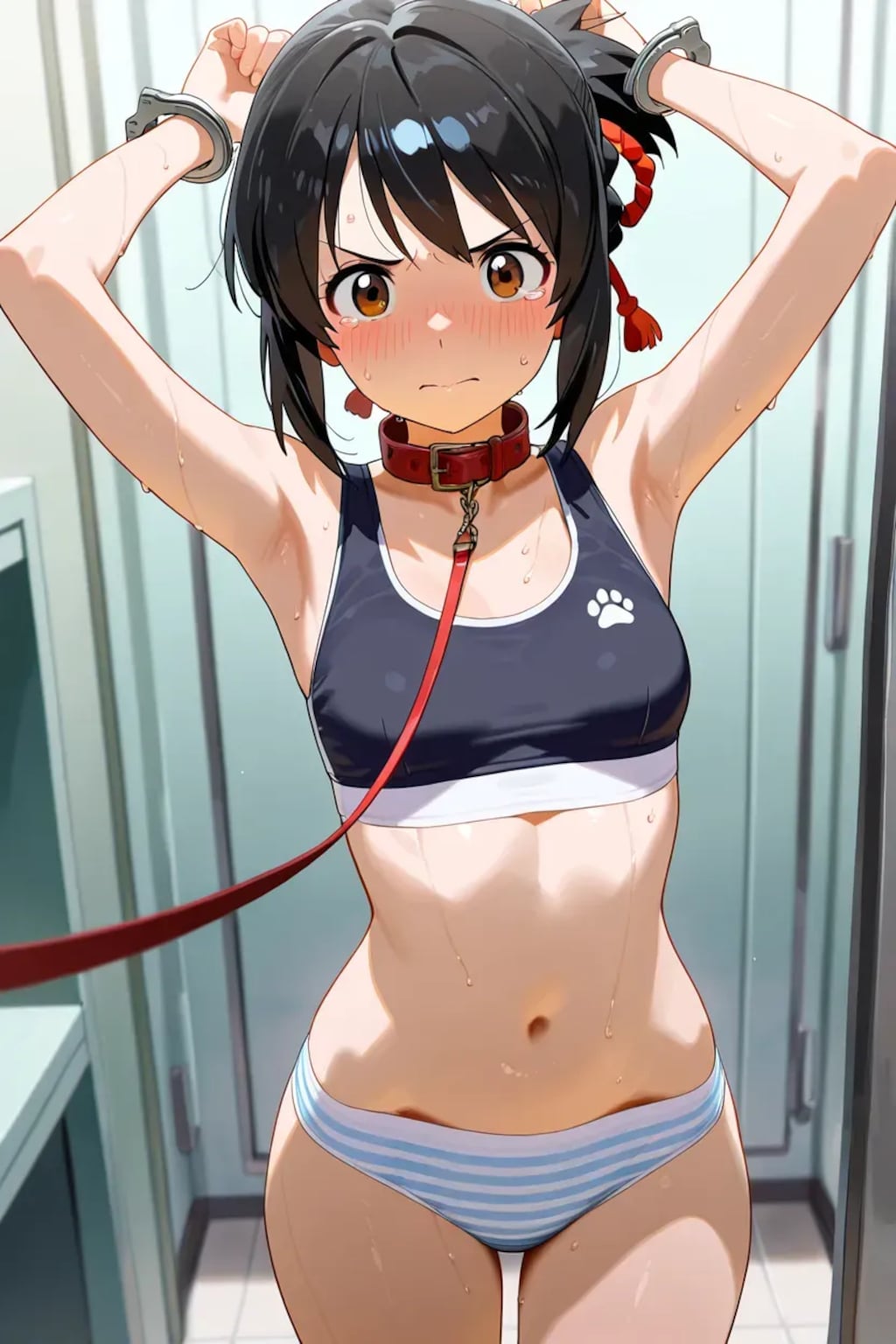 三葉の弱みを握って性処理。悔しがってフェラ。