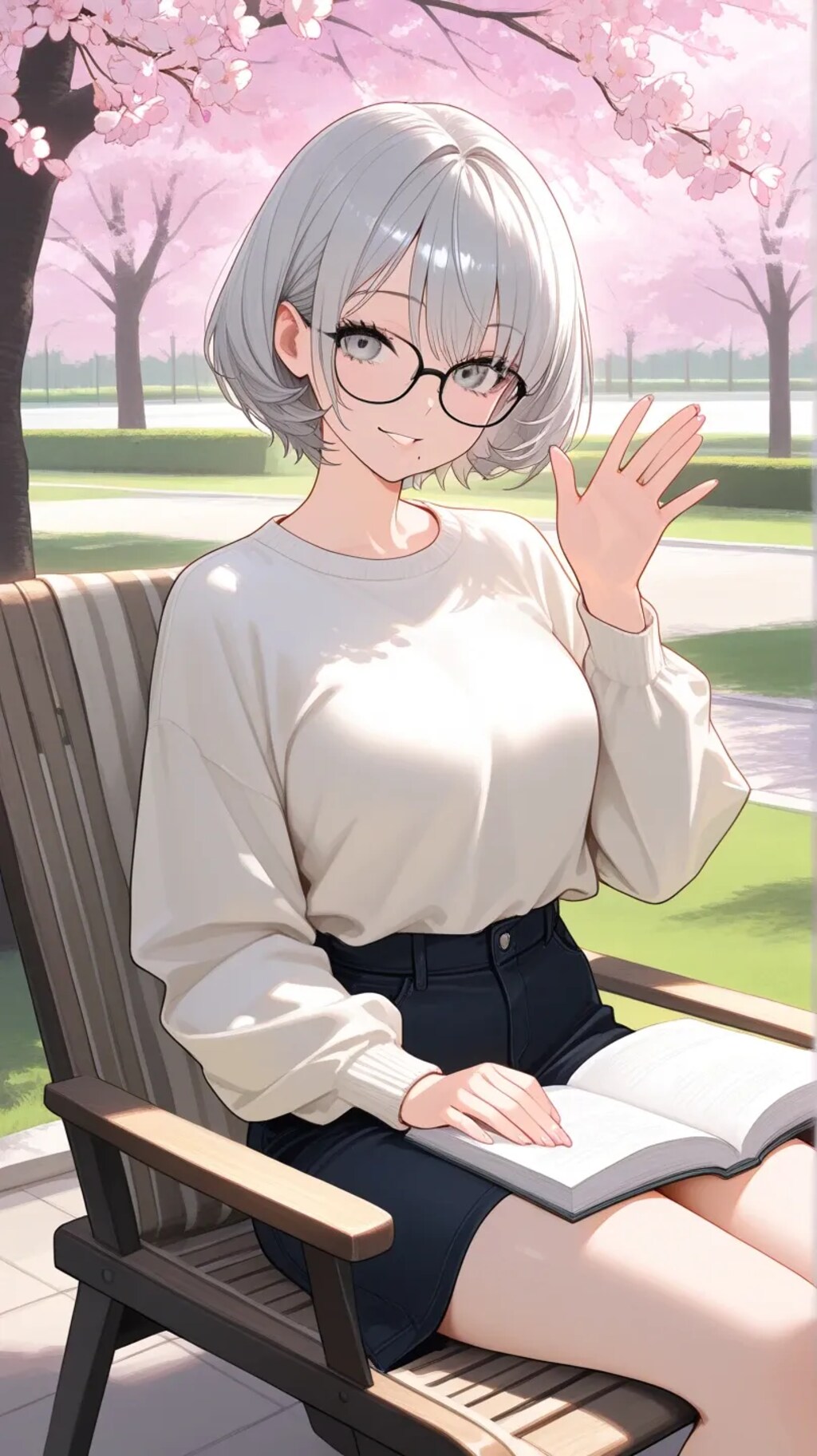 桜の下にいた美女