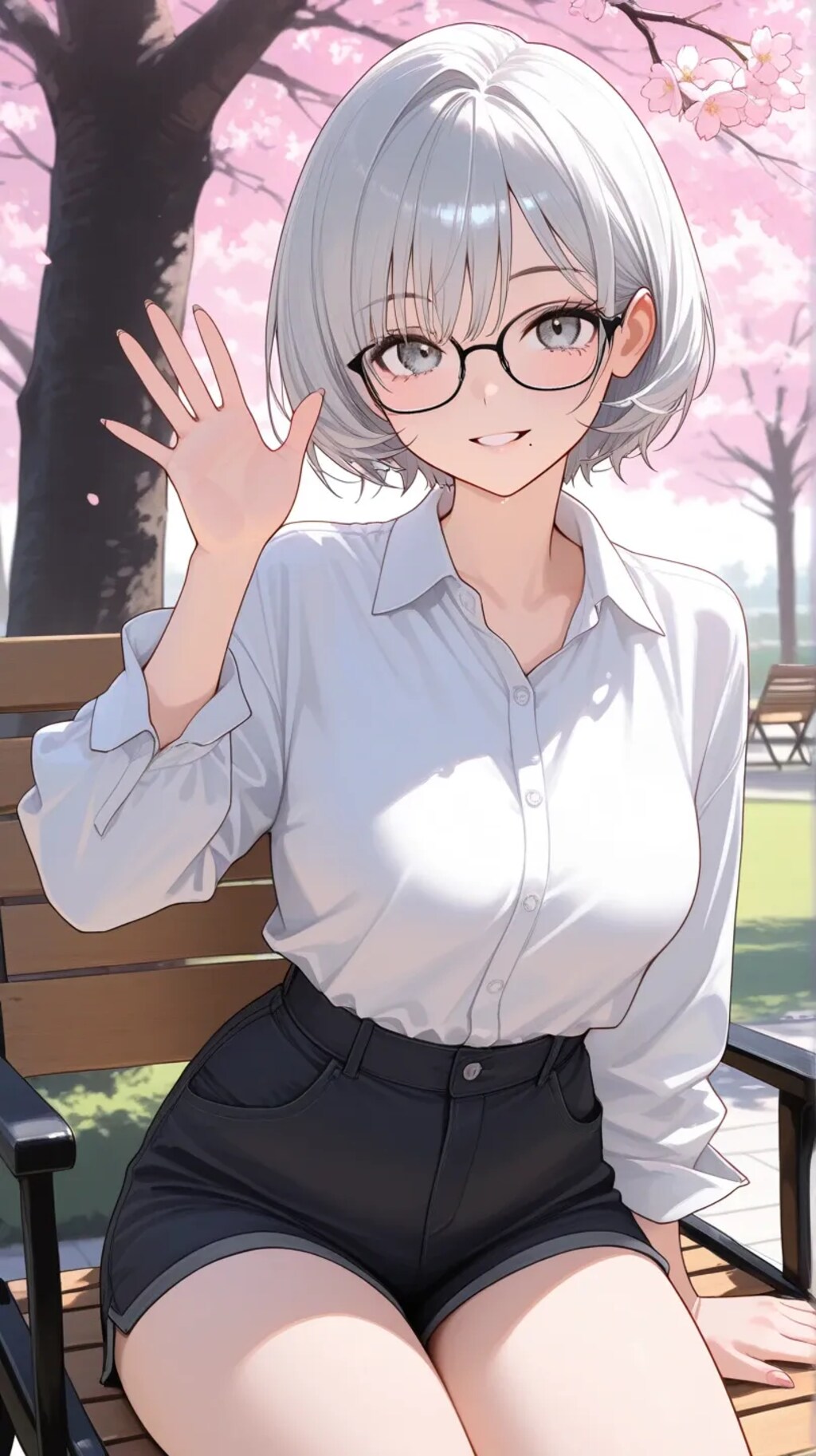 桜の下にいた美女