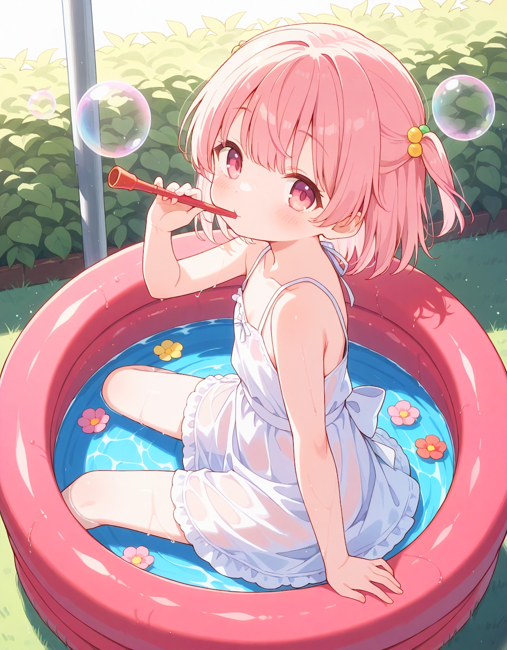 シャボン玉溢れるミニプール