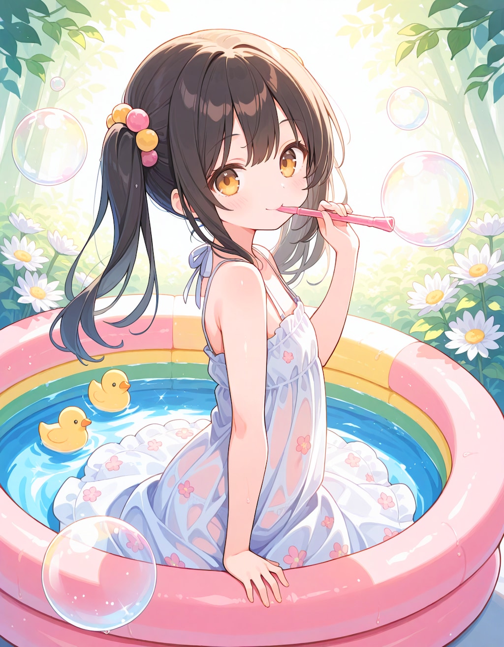 シャボン玉溢れるミニプール