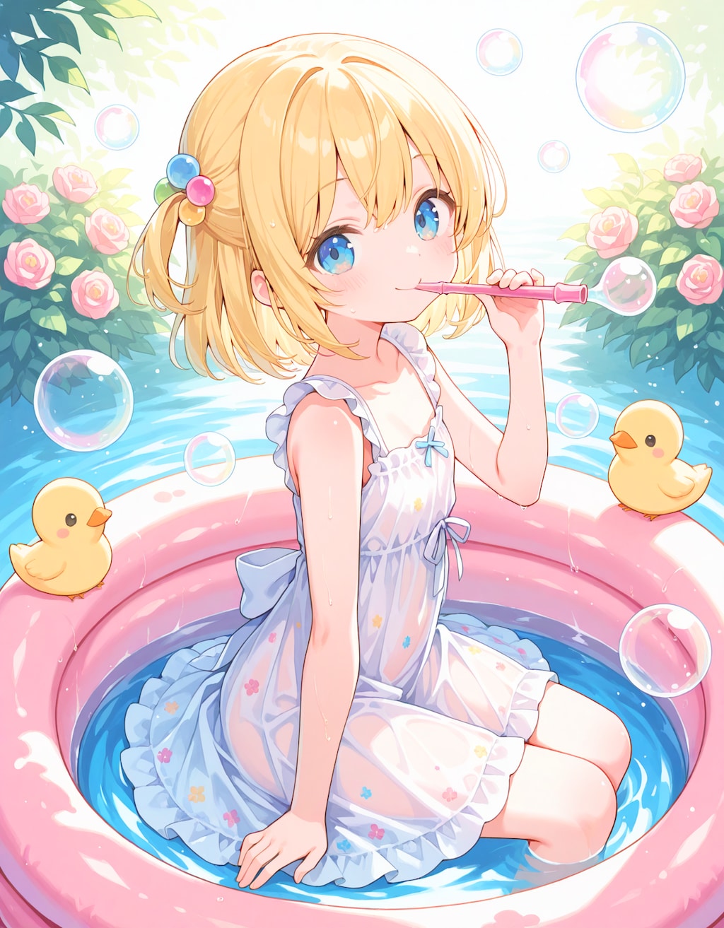 シャボン玉溢れるミニプール