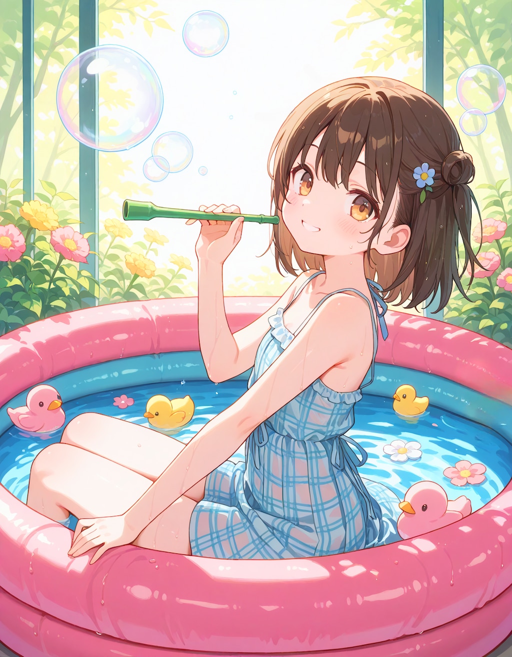 シャボン玉溢れるミニプール