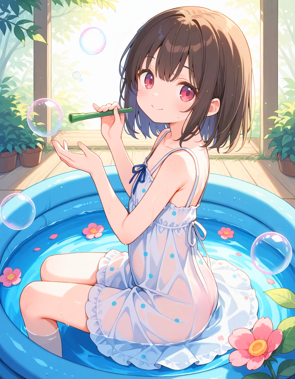 シャボン玉溢れるミニプール