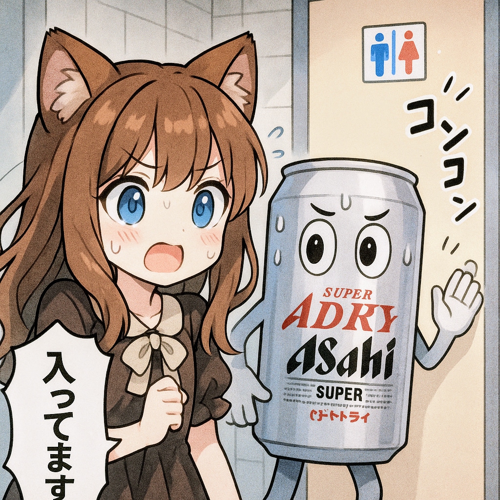 トイレでの攻防をする小さな女の子