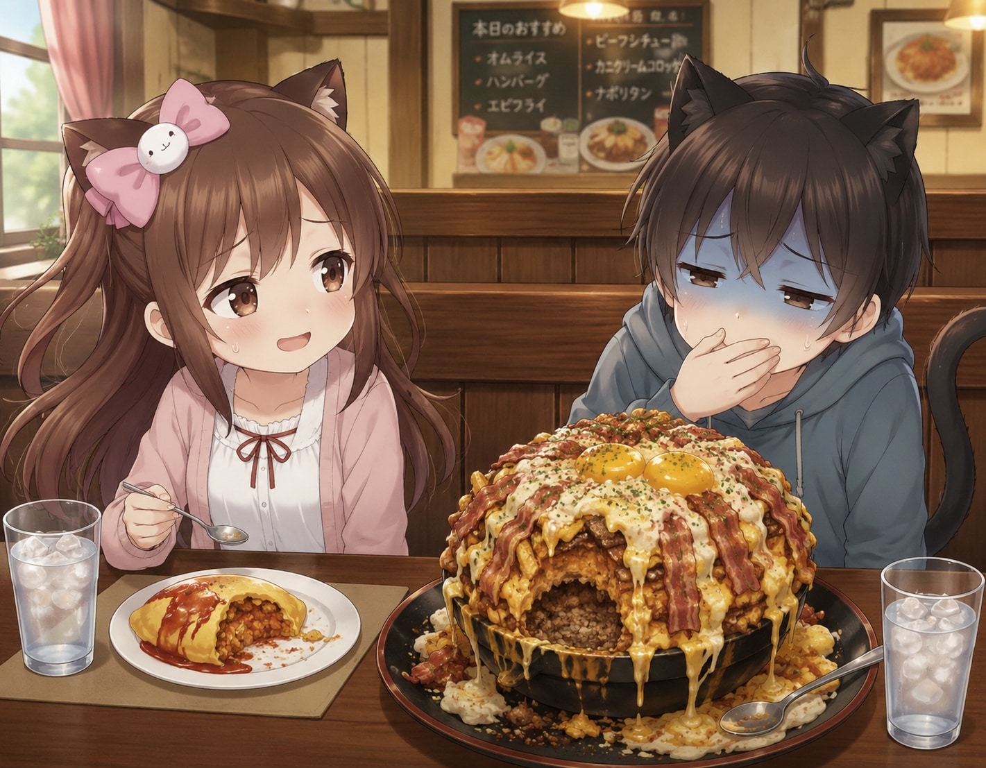 (ChatGPT)背徳の極悪チーズバーガー丼 | の人気AIイラスト・グラビア