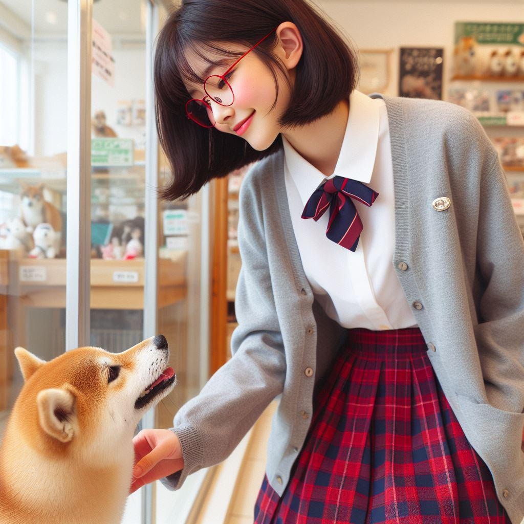 眼鏡女子 楓のワンコとのふれあい