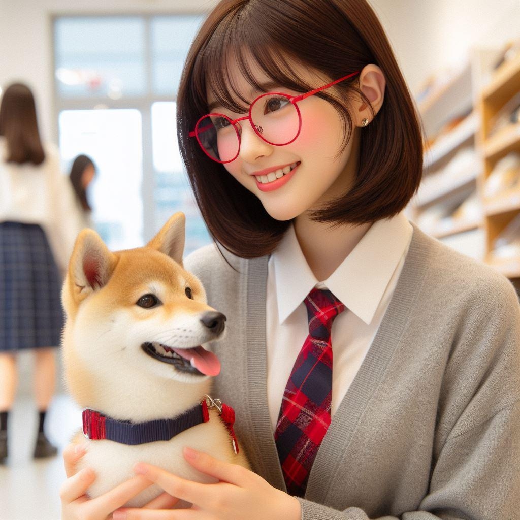 眼鏡女子 楓のワンコとのふれあい