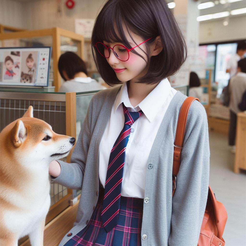 眼鏡女子 楓のワンコとのふれあい