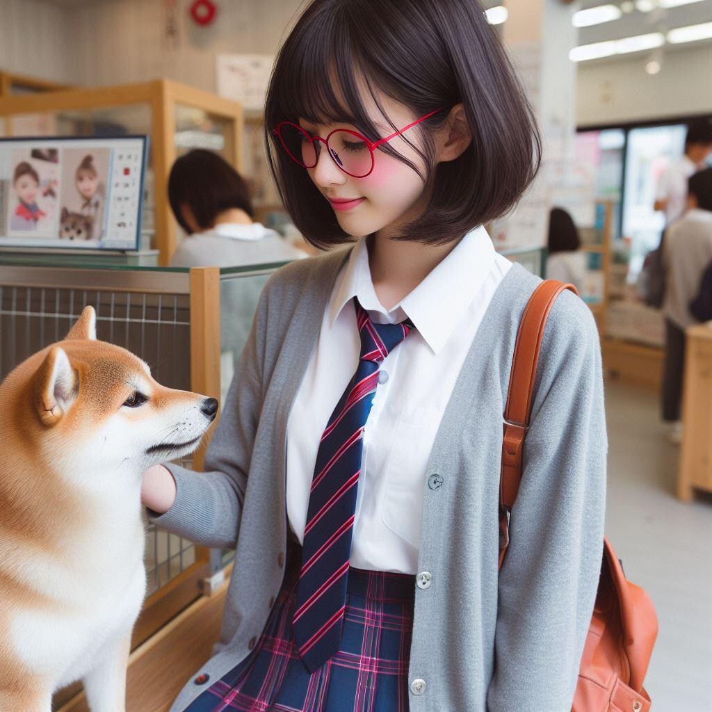 眼鏡女子 楓のワンコとのふれあい